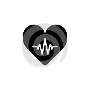 Heartbeat Line Heart Cardio. Heart outline vector icon.