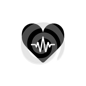 Heartbeat Line Heart Cardio. Heart outline vector icon. photo