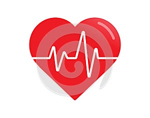 Heartbeat line in heart icon. Pulse Rate. Healthcare concept. Vector illustration