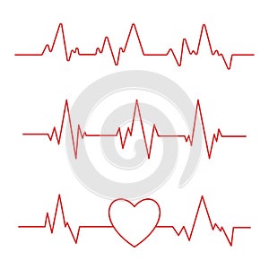 Heartbeat line isolated on white background. Heart Cardiogram icon