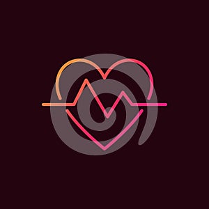 Heartbeat linear colored icon. Vector heart beat pulse symbol