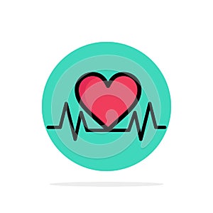 Heartbeat, Love, Heart, Wedding Abstract Circle Background Flat color Icon