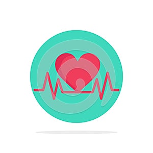 Heartbeat, Love, Heart, Wedding Abstract Circle Background Flat color Icon