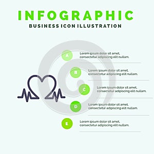 Heartbeat, Love, Heart, Wedding Solid Icon Infographics 5 Steps Presentation Background