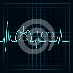 Heartbeat make lungs and heart symbol