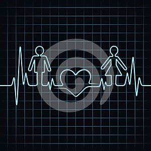 Heartbeat make male,female and heart symbol