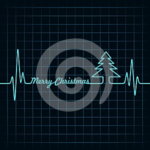 Heartbeat make Merry Christmas text and tree