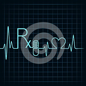 Heartbeat make Rx text,capsule and heart symbol