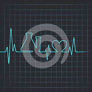 Heartbeat make testtube and heart symbol