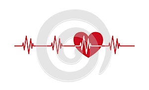 Heartbeat pulse line with heart icon. photo