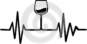 Wine glass heartbeat line photo