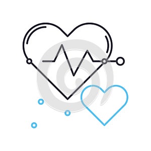 heartbeat rate line icon, outline symbol, vector illustration, concept sign