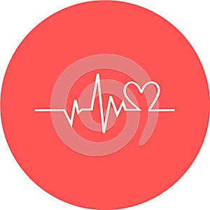 Heartbeat in red circle icon. Heart pulse. cardiogram. Beautiful healthcare, medical. Modern simple design. Icon, sign or logo. Be