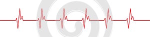 Heartbeat red line icon. Heart pulse, rhythm vector icon