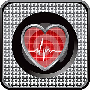 Heartbeat on silver checkered web icon