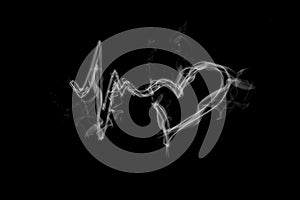 Heartbeat symbol with smoke, abstract love and life icon