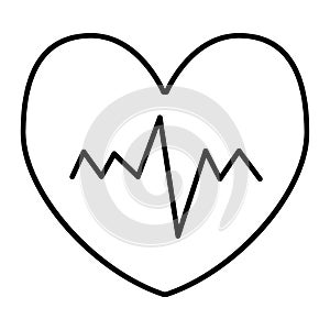 Heartbeat thin line icon. Pulse vector illustration isolated on white. Cardiogram outline style design, designed for web