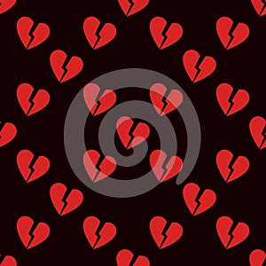 Heartbreak or Breakup vector seamless pattern - heart background