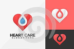 Heartcare Drop Pure Logo Design, Modern Logo Designs Vector Illustration Template