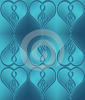 Hearted stylized blue pattern