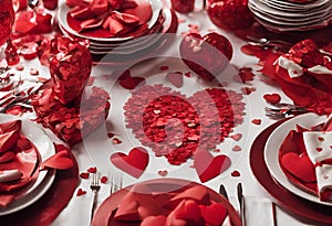 Heartfelt Decor, A Table Overflowing with Red Hearts