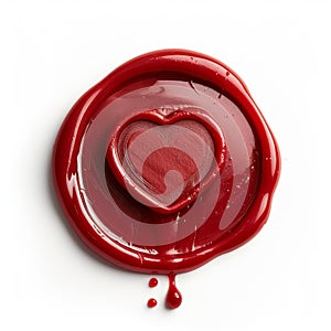 heartfelt love: matte red wax seal on white, saint valentine\'s day warmth, Generative AI