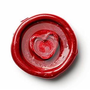 heartfelt love: matte red wax seal on white, saint valentine\'s day warmth, Generative AI