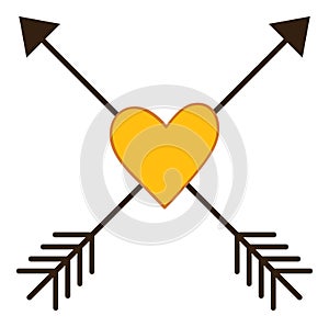 Hearth Pierced By Arrows Crosswise. Vector Heart with Arrows photo
