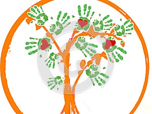 Hearths hands tree as a logo.