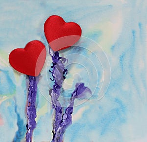 Hearts on an abstract background