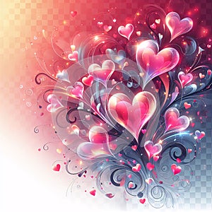 Hearts Adorn Valentines Day Background. Generative ai for illustrations