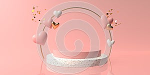 Hearts with arch and podium - Appreciation and love theme - 3D