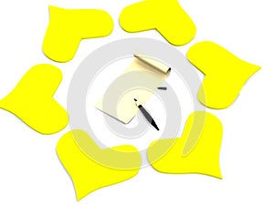 Hearts around letter