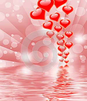 Hearts On Background Displays Valentines Day Or Romanticism photo