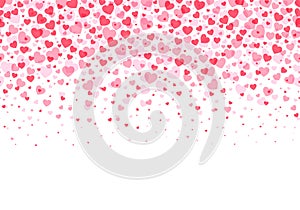 Hearts background, Valentine Day falling heart pink confetti