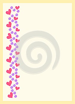 Hearts and beads border  vector abstract background