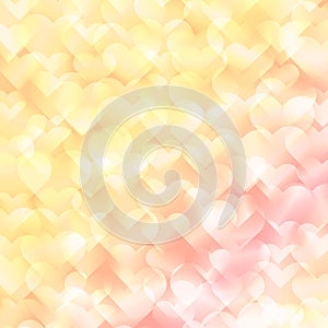 Hearts bokeh, Valentines background in gold and blush pink