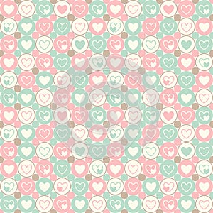 Hearts and circles seamless geometrical pattern photo