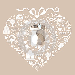 Hearts composition.Design with Wedding clothers photo