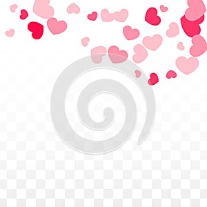 Hearts Confetti Falling Background. St. Valentine's Day pattern.