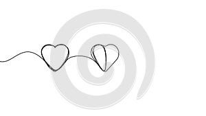 Hearts continuous line video. One continuous line art drawing for Valentine Day. Feeling harmony