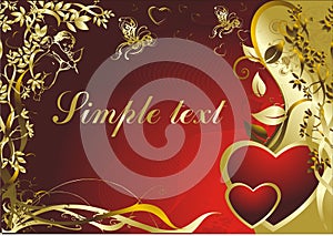 Hearts with cupids and butterflies