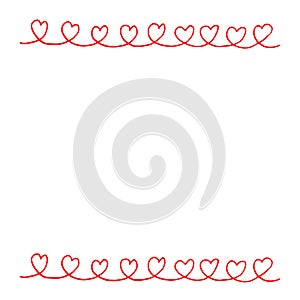 hearts frame border hand drawn doodle. vector, scandinavian, minimalism. card, invitation, valentine. love, wedding