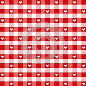 Hearts and Gingham Seamless Background