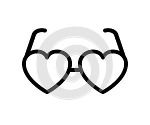 Hearts glasses, heart shape glasses, heart shape retro sunglasses isolated icon