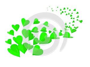 hearts green many comming for valentines day background isolated - 3d rendering