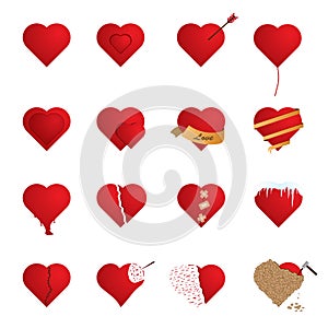 Hearts icon set. Vector.