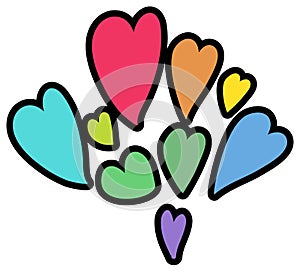 Hearts lgbtqi different color lovely marks vector