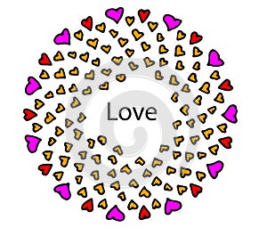 Hearts of love and friendship on a white background