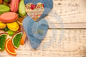 Hearts made of cloth and lemon